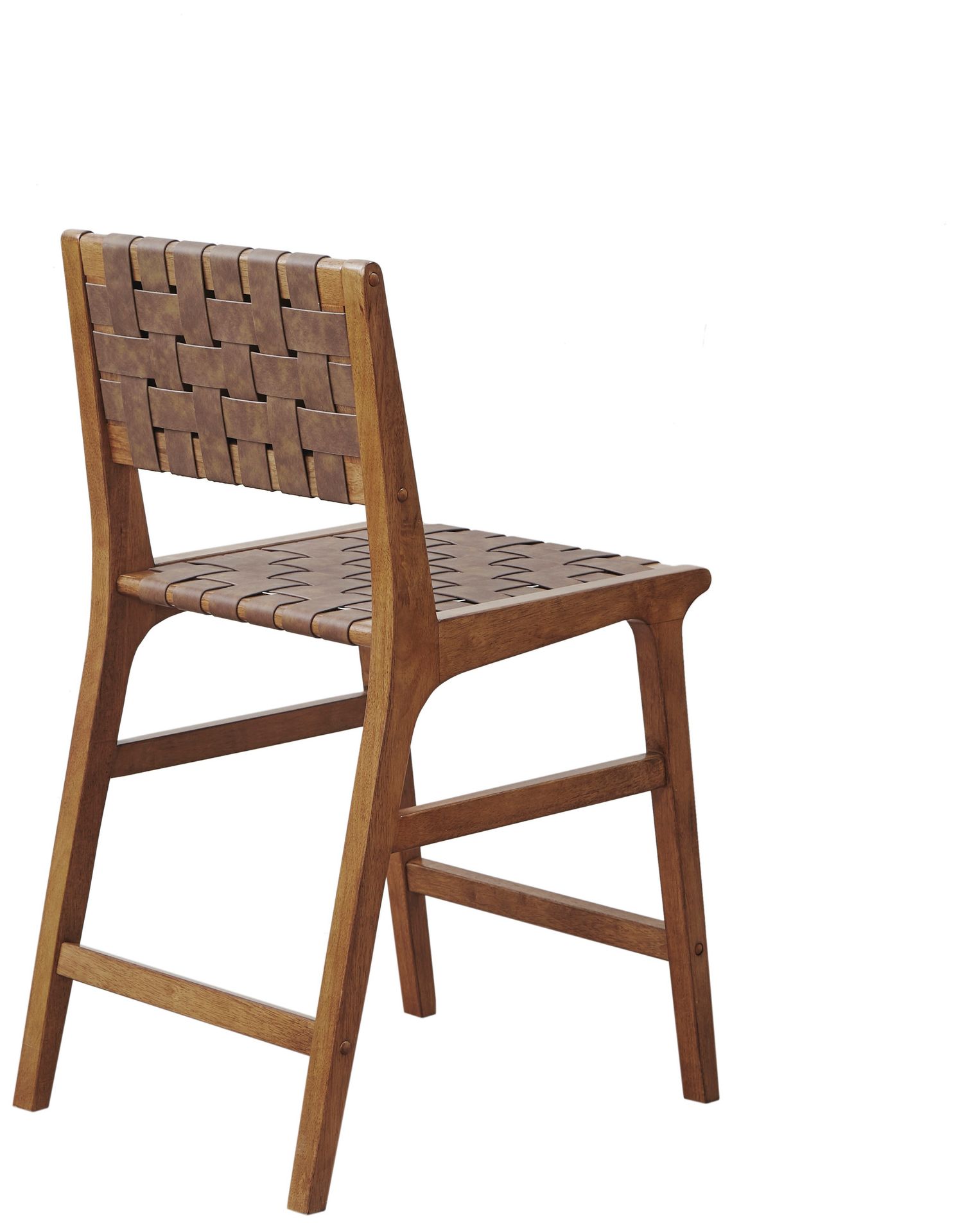 Image 5 INK+IVY Brown Oslo Faux Leather Woven Counter Stool 24"H more views