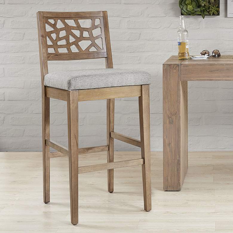 Image 1 INK + IVY Crackle 31" High Light Gray Fabric Bar Stool