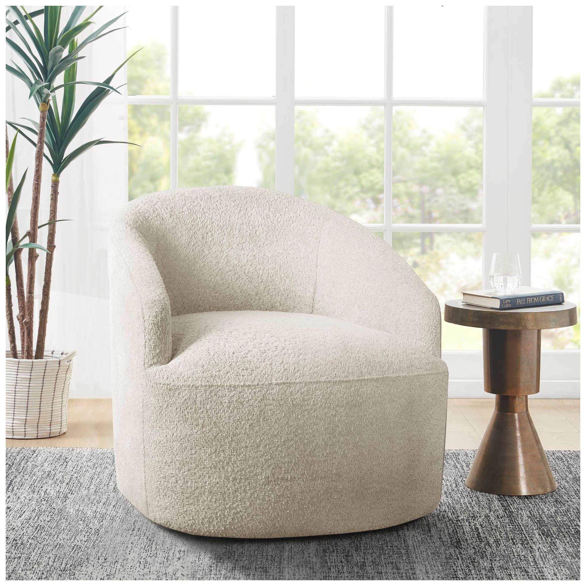 Image 2 INK+IVY Cream Bonn Upholstered 360 Degree Swivel Chair more views