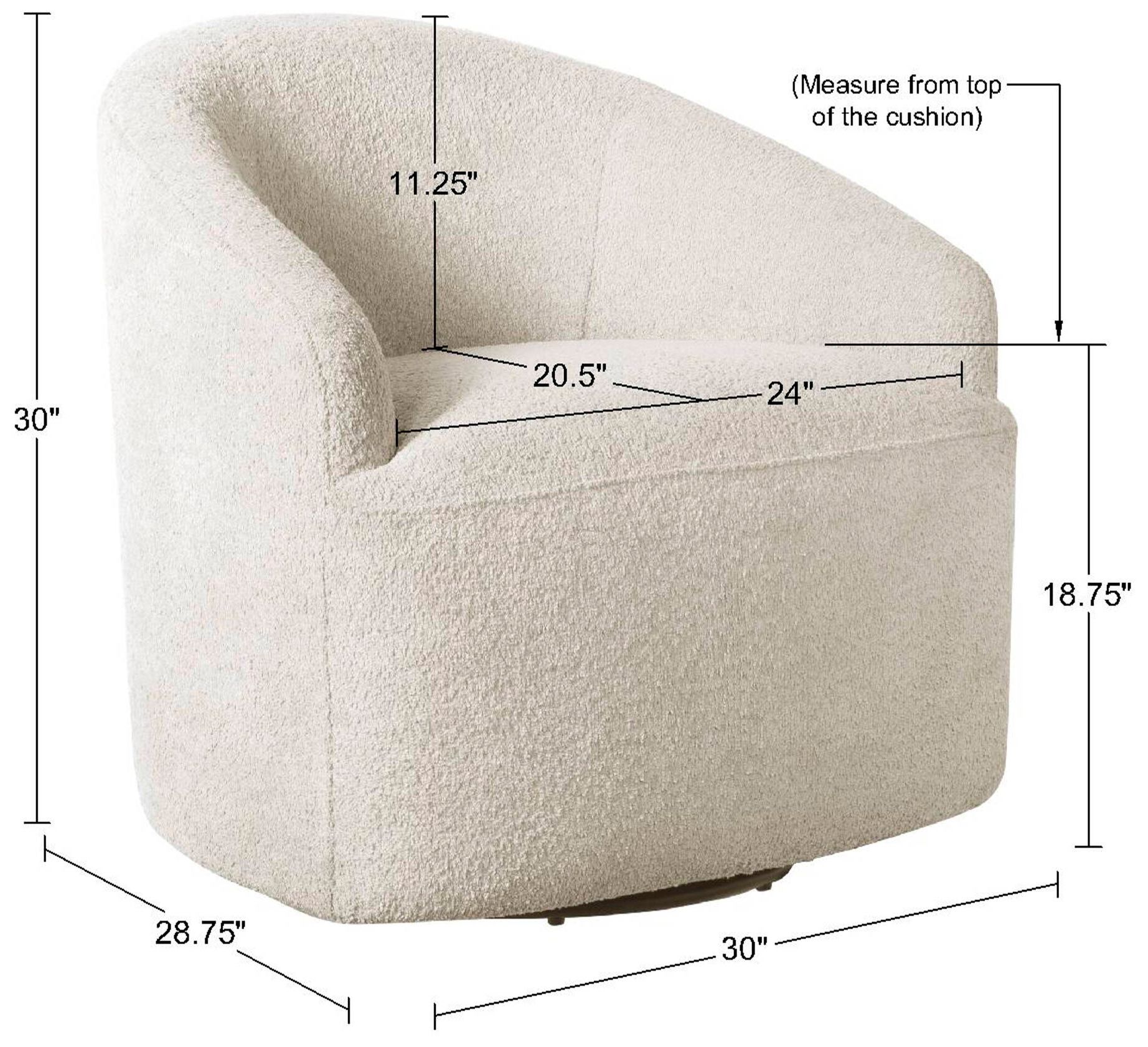 INK+IVY Cream Bonn Upholstered 360 Degree Swivel Chair