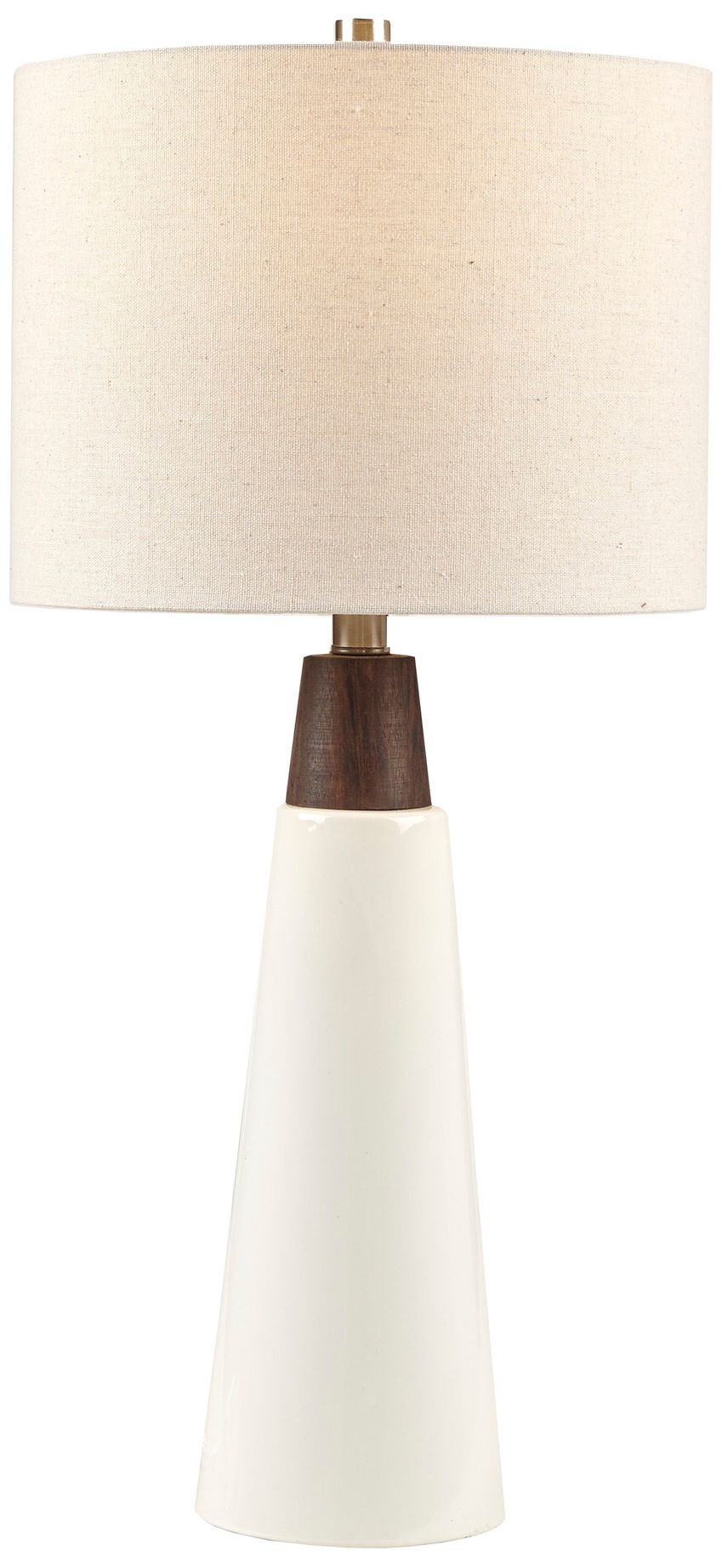 Image 4 INK+IVY Cream Shade Tristan Triangular Ceramic and Wood Table La more views