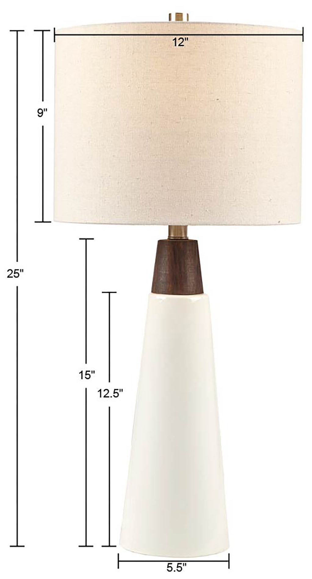 INK+IVY Cream Shade Tristan Triangular Ceramic and Wood Table La