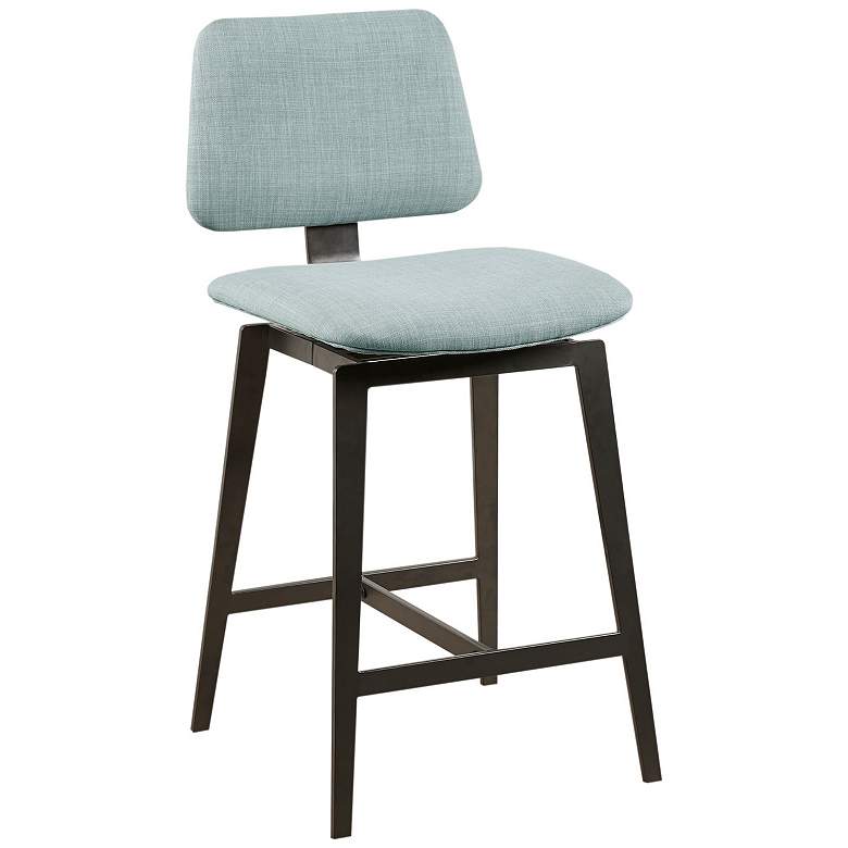 Image 1 INK+IVY Dusty Blue Rogue Armless 360 Degree Swivel Counter Stool 25 inchH