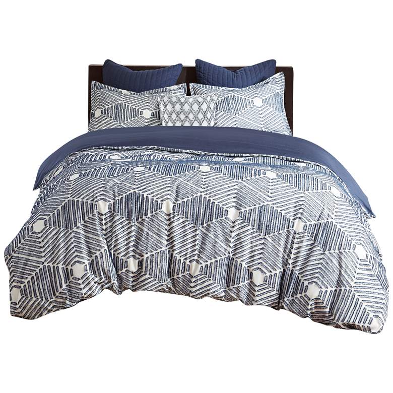 Image 2 INK + IVY Ellipse Navy Full/Queen 3-Piece Comforter Mini Set