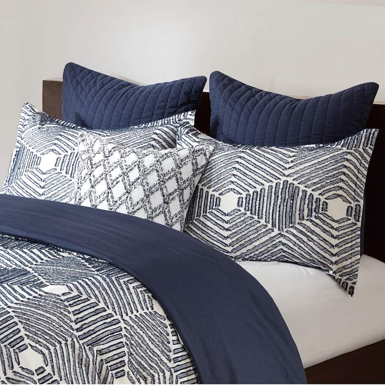 Image 5 INK + IVY Ellipse Navy Full/Queen 3-Piece Comforter Mini Set more views