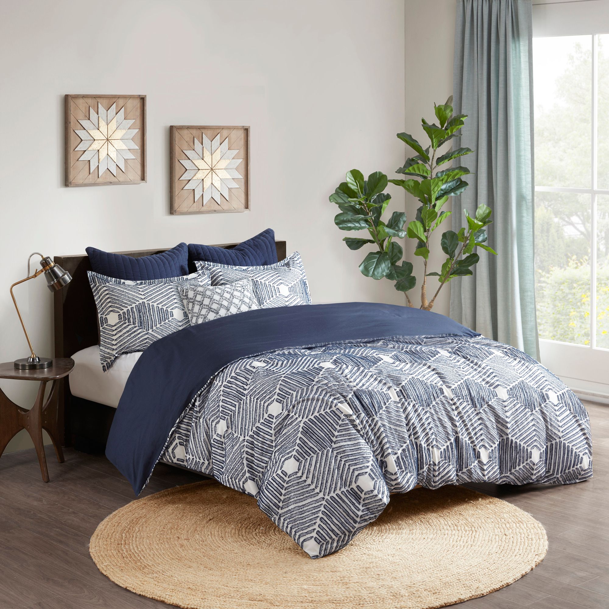 Thumbnail1 of INK + IVY Ellipse Navy King/Cal King 3-Piece Comforter Mini Set