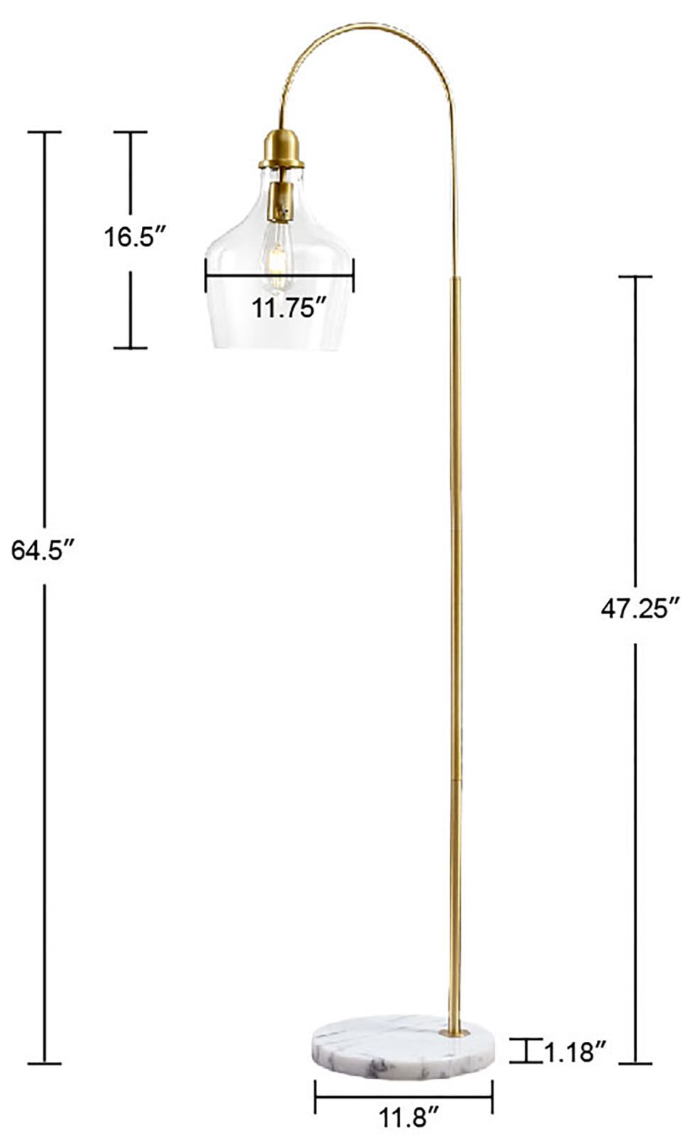 INK+IVY Gold Auburn Arched Floor Lamp with Marble Base