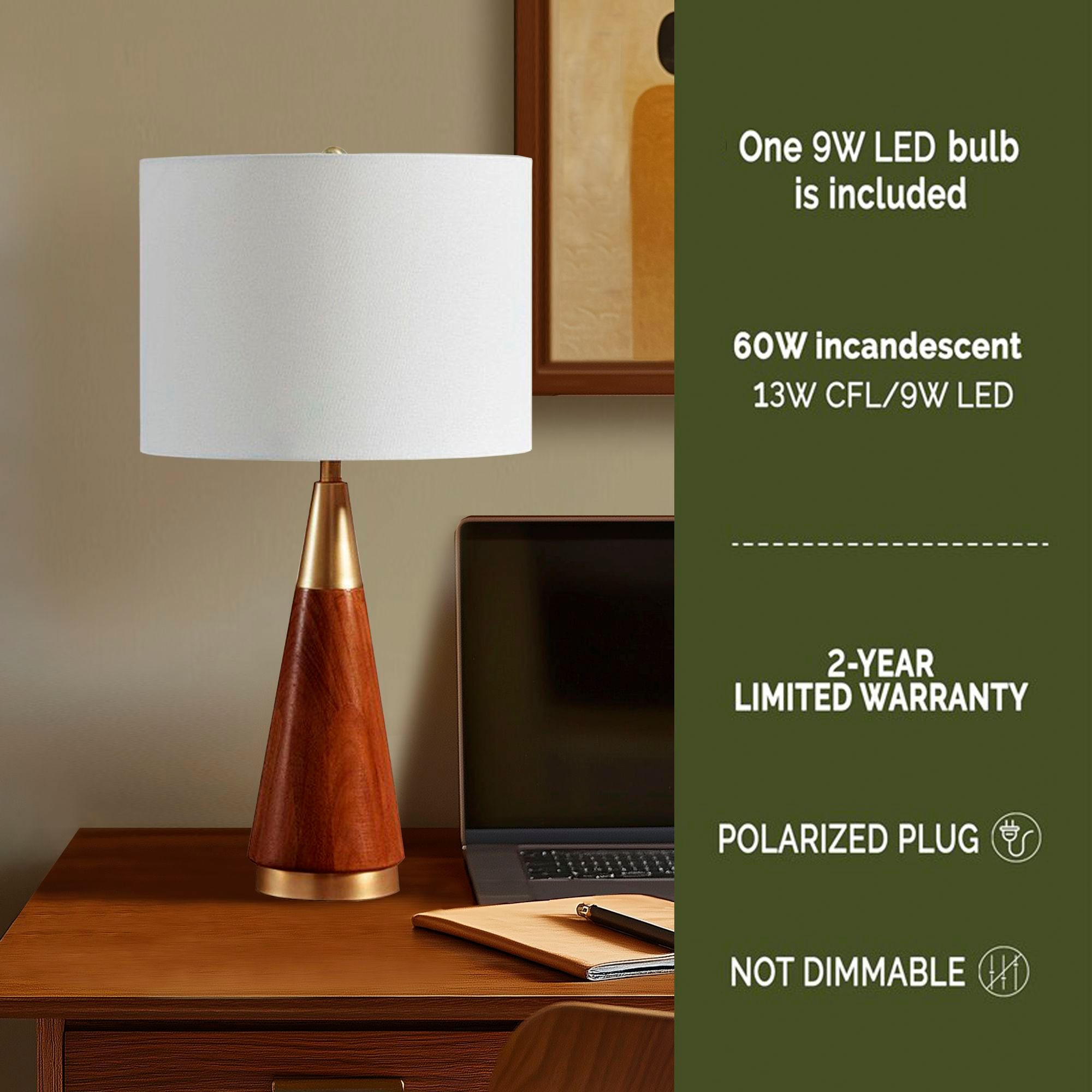 Image 4 INK+IVY Gold/Brown Chrislie Triangular Table Lamp more views