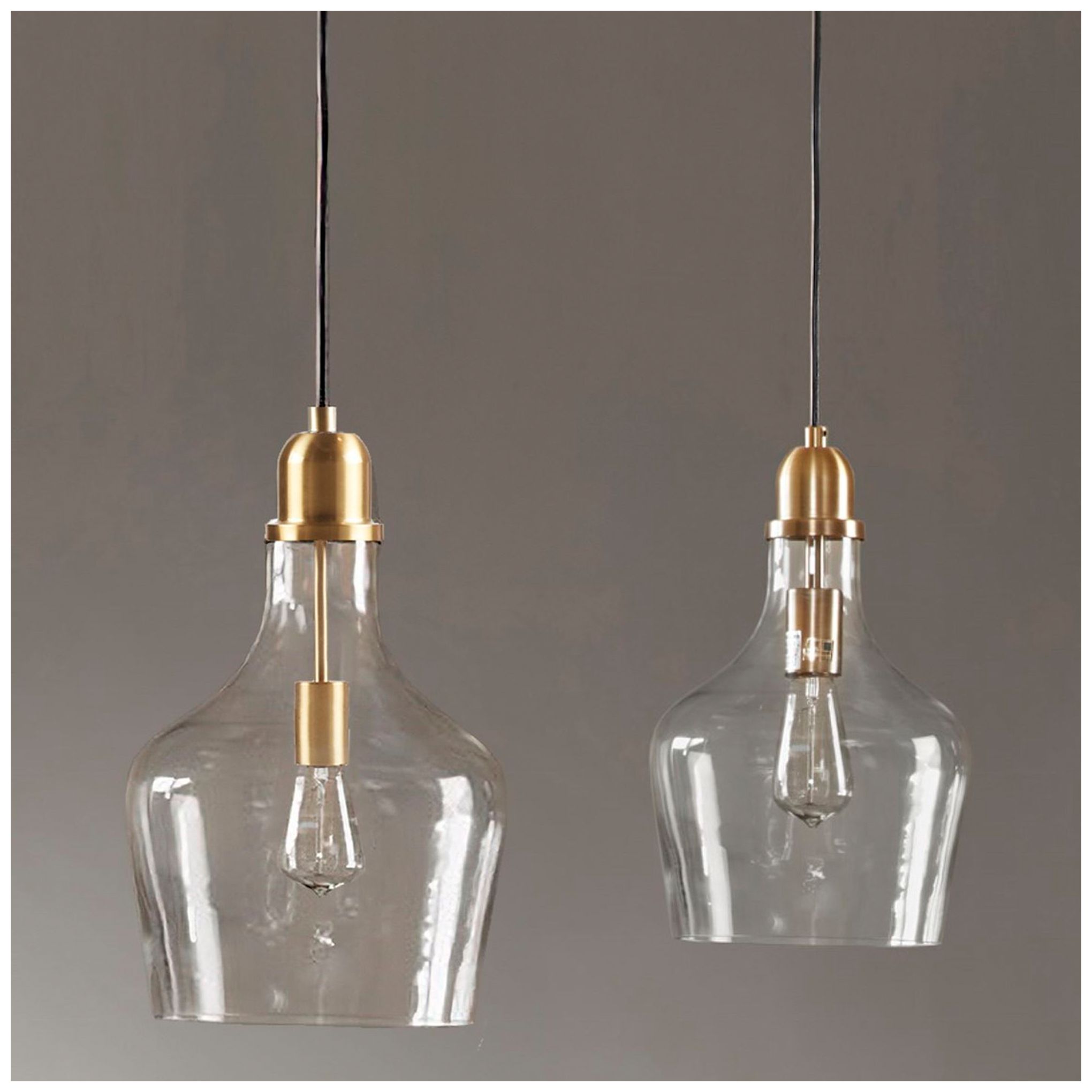 Image 3 INK+IVY Gold/Clear Auburn Bell Shaped Glass Pendant more views