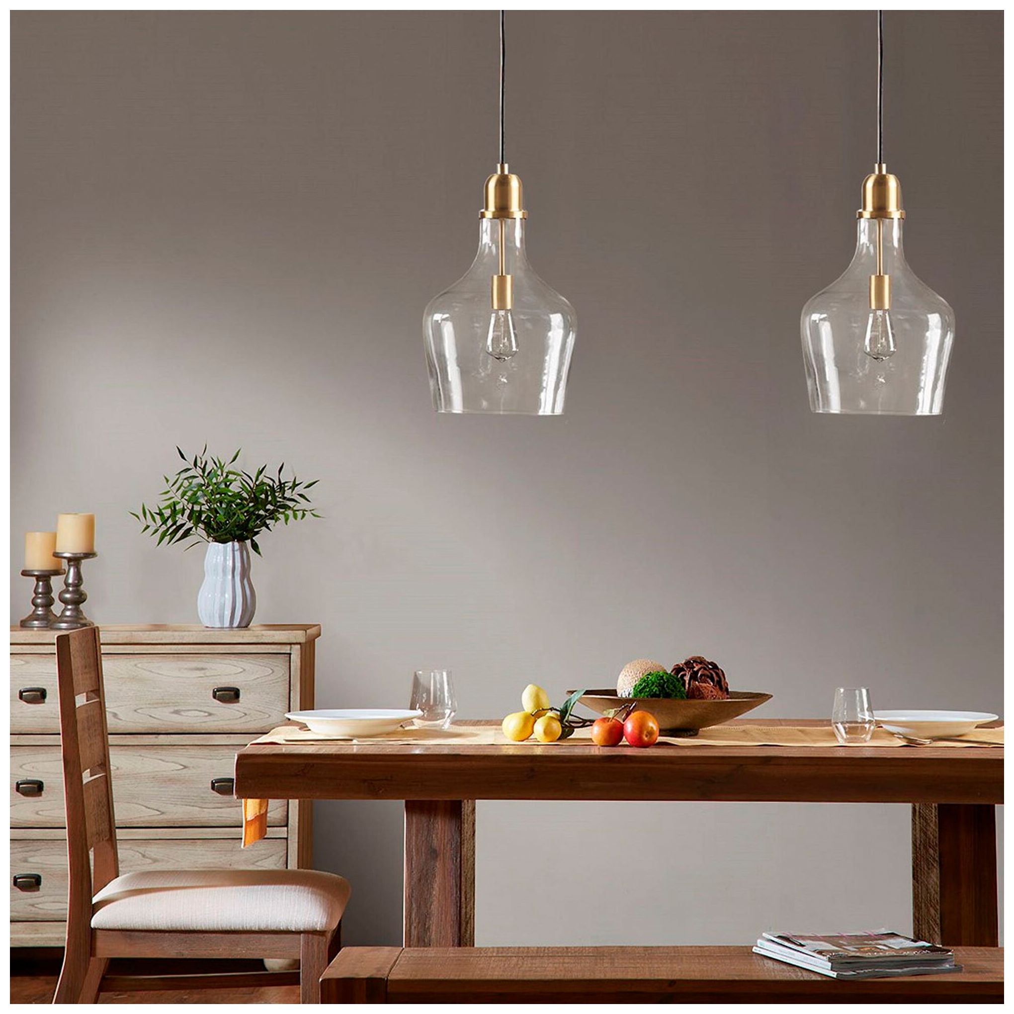 Image 4 INK+IVY Gold/Clear Auburn Bell Shaped Glass Pendant more views