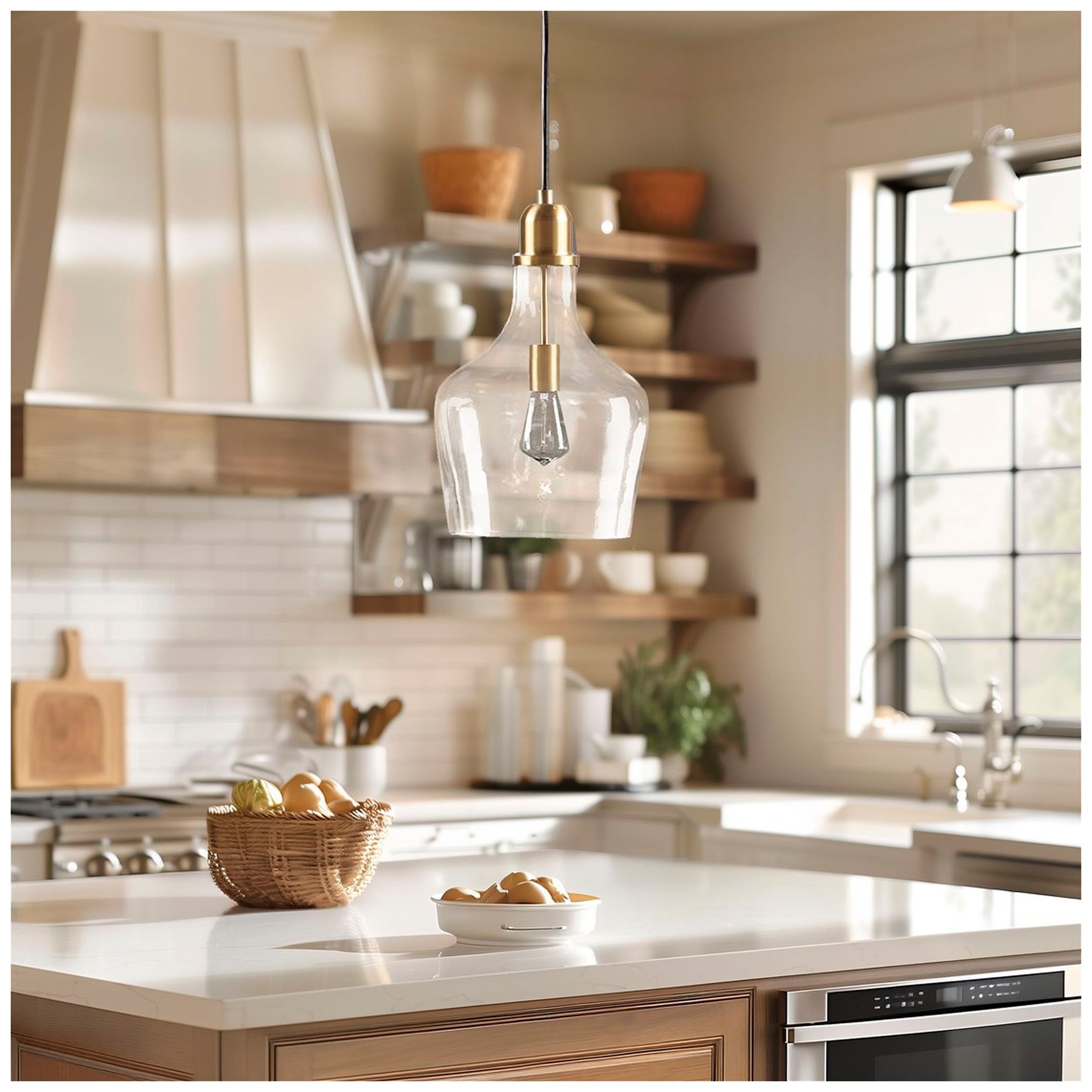 Image 5 INK+IVY Gold/Clear Auburn Bell Shaped Glass Pendant more views