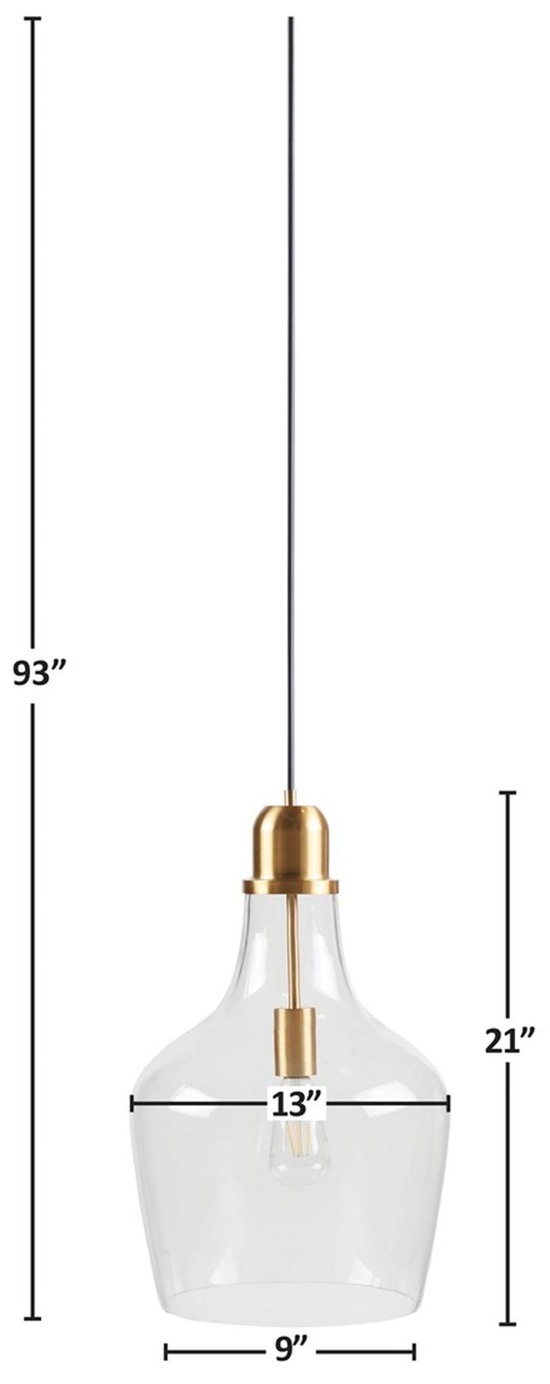 INK+IVY Gold/Clear Auburn Bell Shaped Glass Pendant