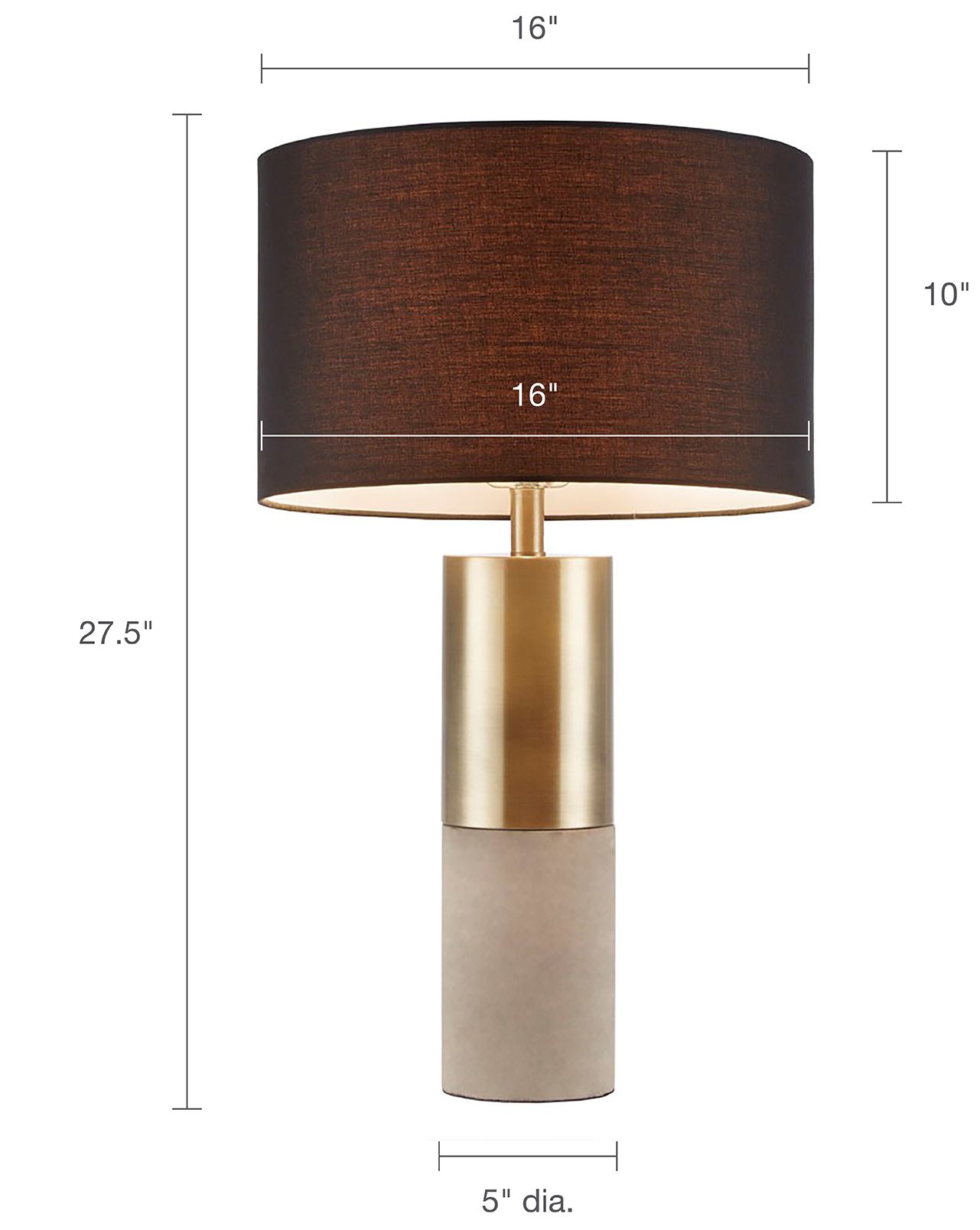 INK+IVY Gold/Grey/Black Fulton Concrete Table Lamp
