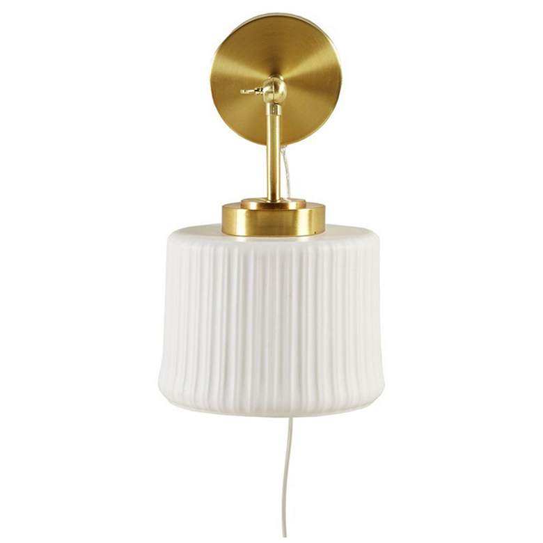 Image 1 INK+IVY Gold White Luminex Ceramic Wall Sconce with Adjustable Swing Arm