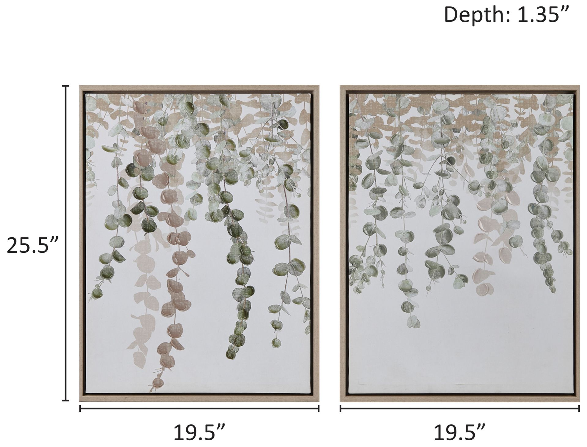 Image 7 INK+IVY Green Botanical Waterfall Eucalyptus Framed Canvas Wall Decor Set more views