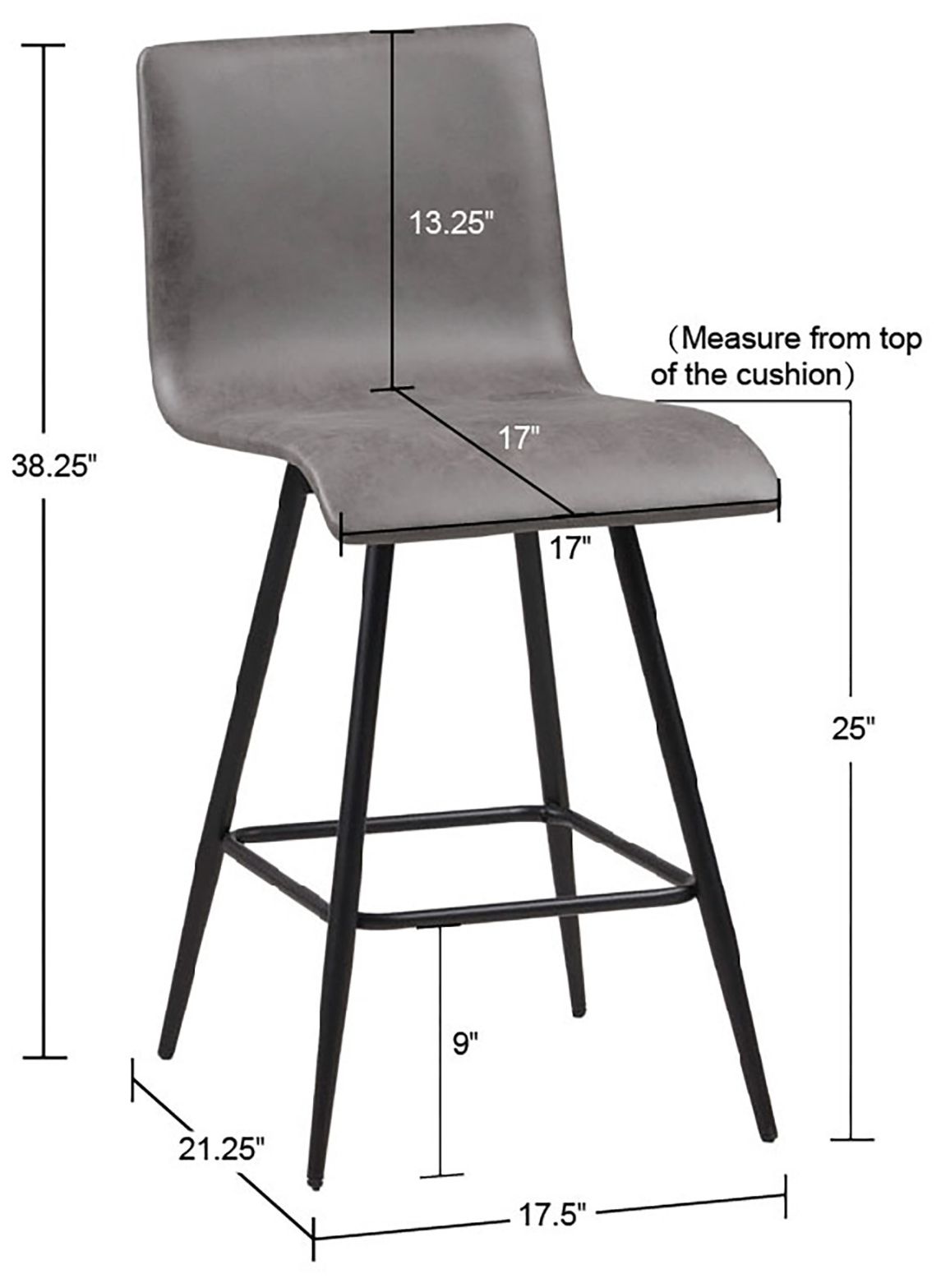 Image 6 INK+IVY Grey Adams Faux Leather Swivel Counter Stool more views