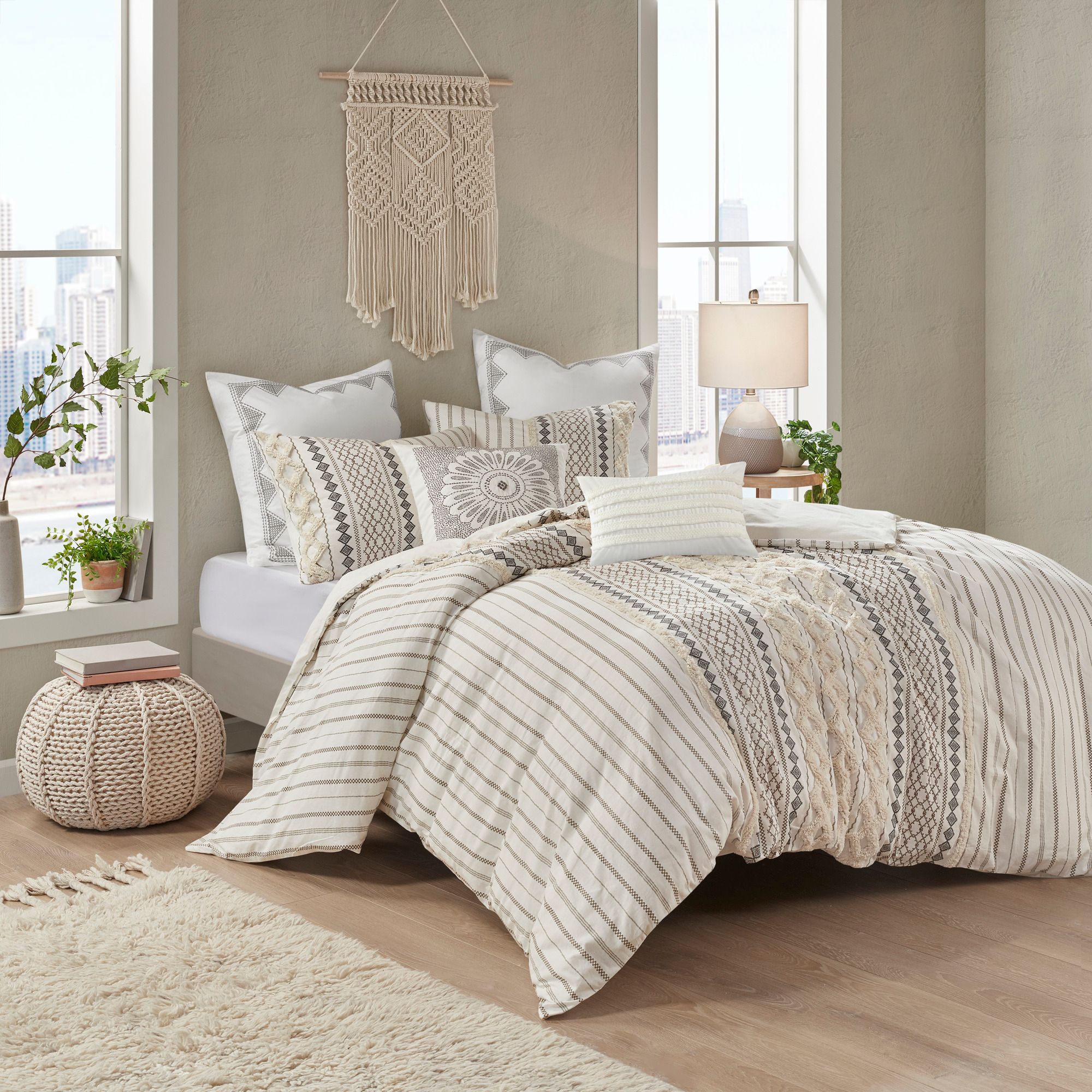 INK + IVY Imani Ivory 3-Piece Comforter Set - #93M76 | Lamps Plus