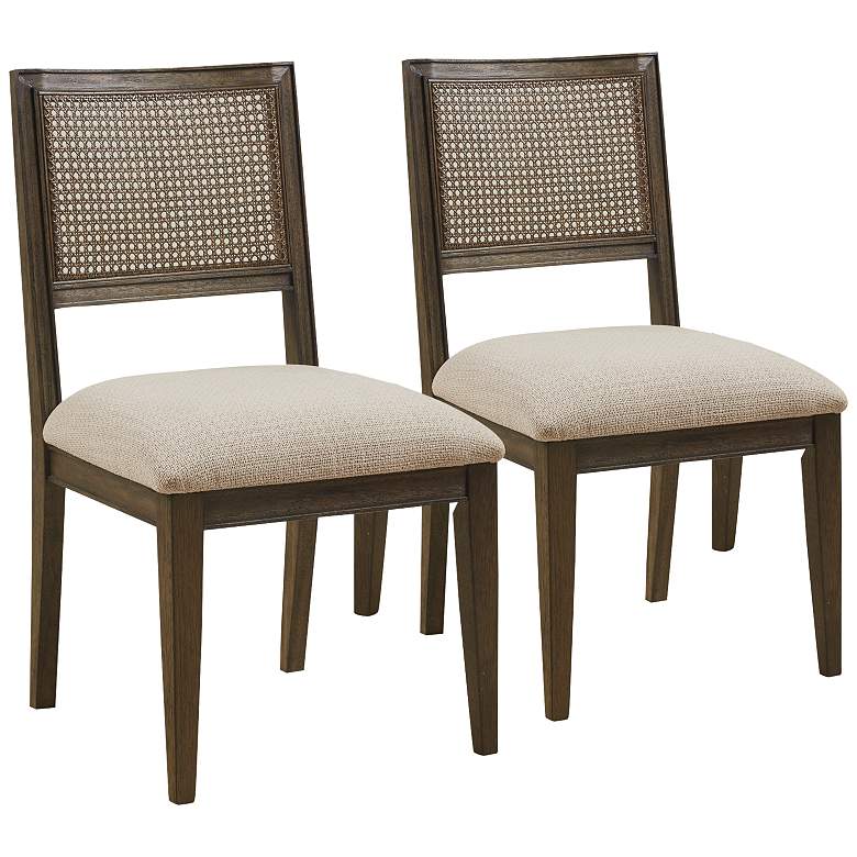 Image 2 INK + IVY Kelly Brown Fabric Armless Dining Chairs Set of 2