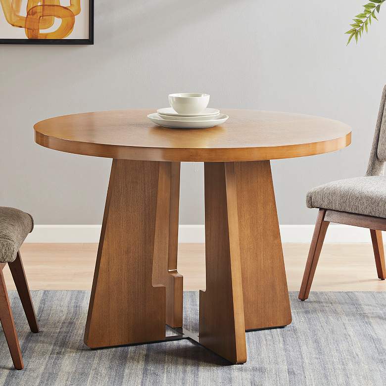 Image 1 INK + IVY Kennedy 44" Wide Pecan Wood Round Dining Table