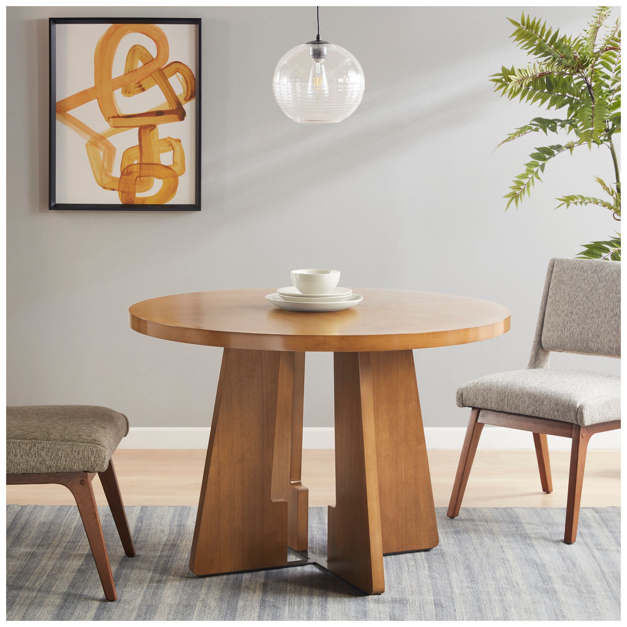 INK + IVY Kennedy 44" Wide Pecan Wood Round Dining Table