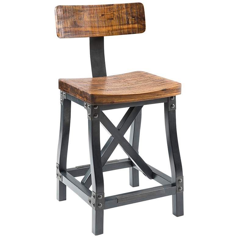 Image 2 INK + IVY Lancaster 24 1/2 inch Amber Black Wood Counter Stool