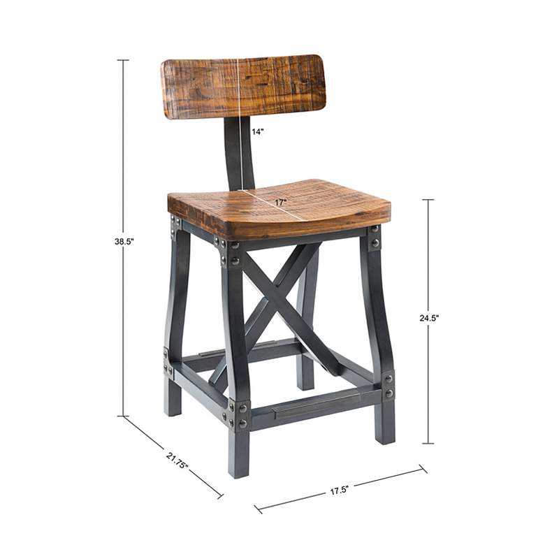 Image 3 INK + IVY Lancaster 24 1/2 inch Amber Black Wood Counter Stool more views