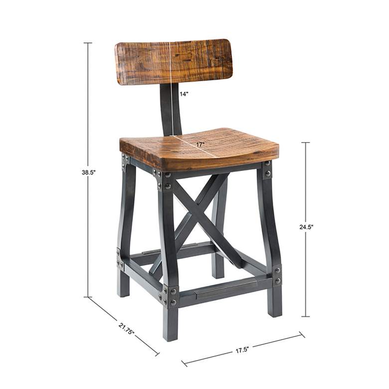 Image 3 INK + IVY Lancaster 24 1/2" Amber Black Wood Counter Stool more views