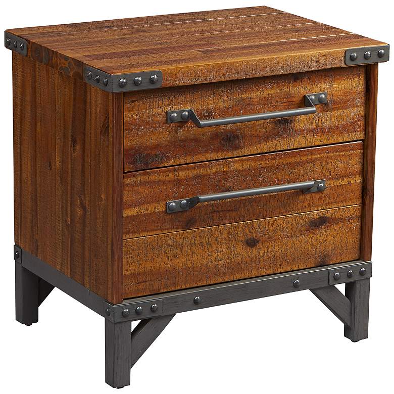 INK + IVY Lancaster 24 inch Wide Acacia 2-Drawer Nightstand
