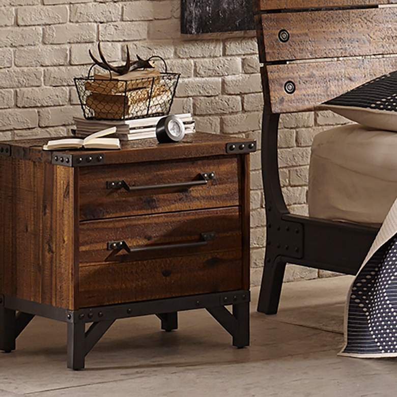 Image 1 INK + IVY Lancaster 24 inch Wide Acacia 2-Drawer Nightstand