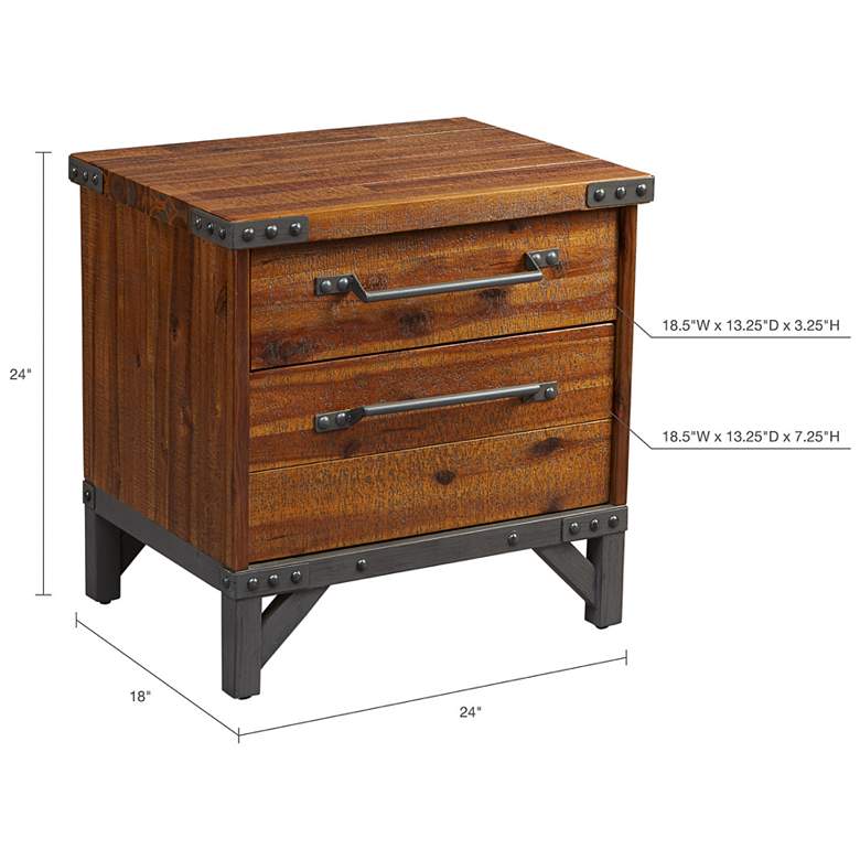 INK + IVY Lancaster 24 inch Wide Acacia 2-Drawer Nightstand more views