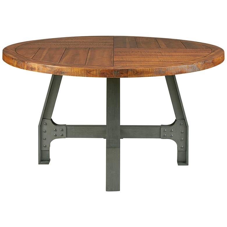 Image 2 INK + IVY Lancaster 54" Wide Amber Wood Round Dining Table more views