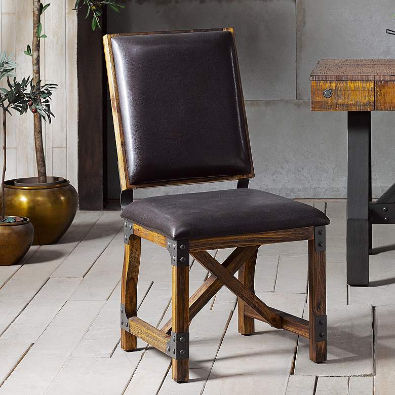Image 1 INK + IVY Lancaster Chocolate Brown Faux Leather Dining Chair