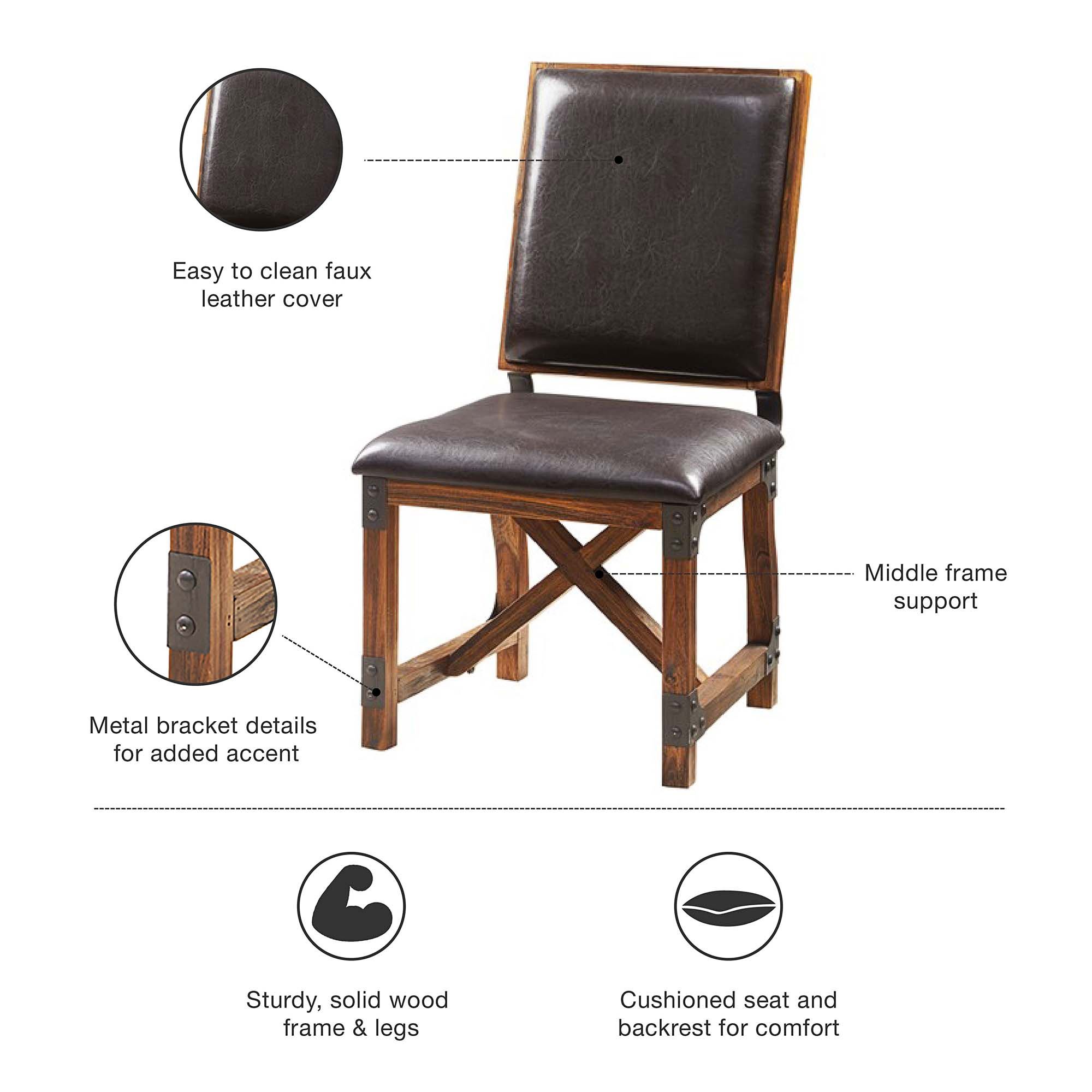INK + IVY Lancaster Chocolate Brown Faux Leather Dining Chair