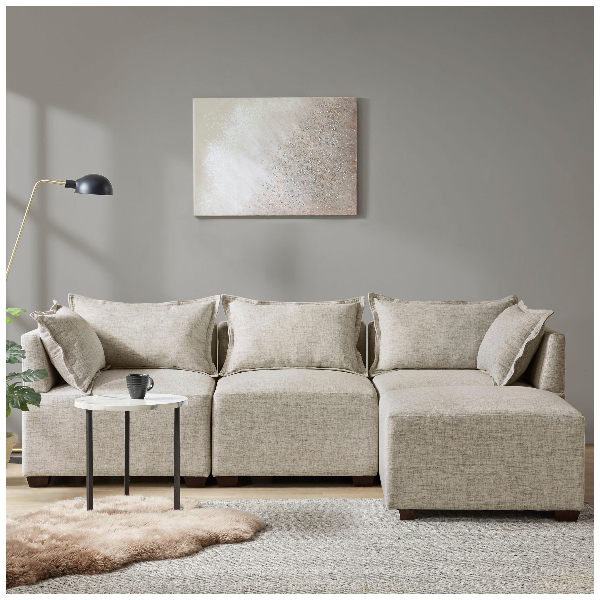 Image 2 INK+IVY Linen Molly Modular Armless Chair more views