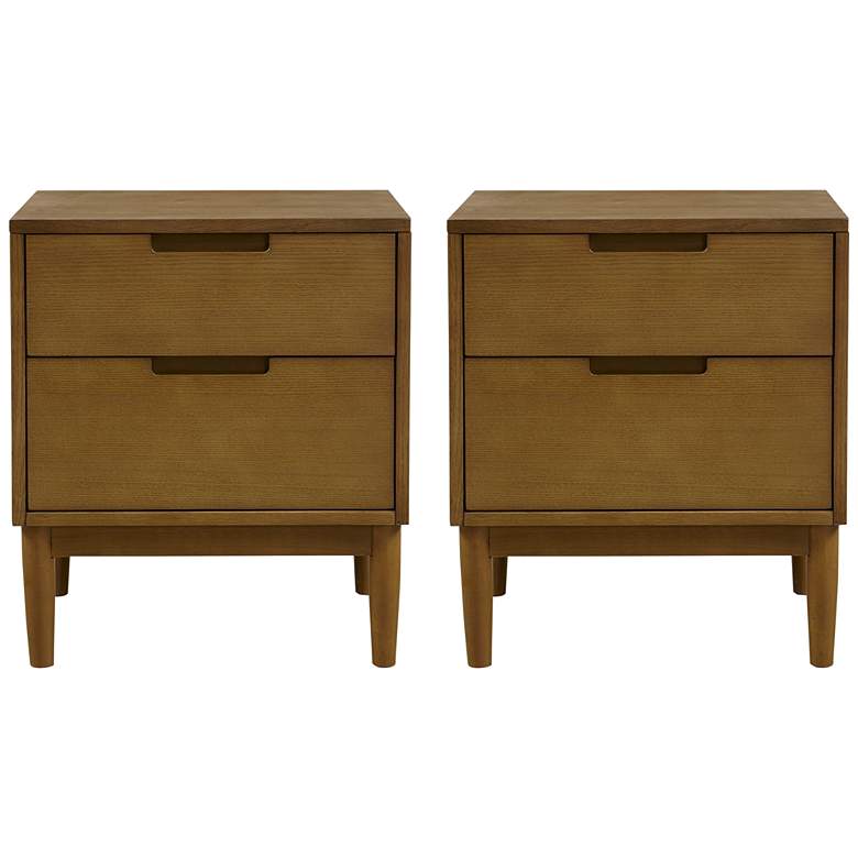 Image 1 INK + IVY Mallory 20 inch Wide Walnut 2-Drawer Modern Nightstands Set of 2
