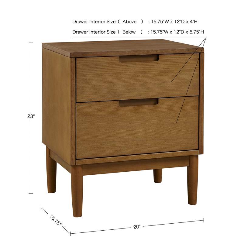 Image 7 INK + IVY Mallory 20" Wide Walnut 2-Drawer Modern Nightstands Set of 2 more views
