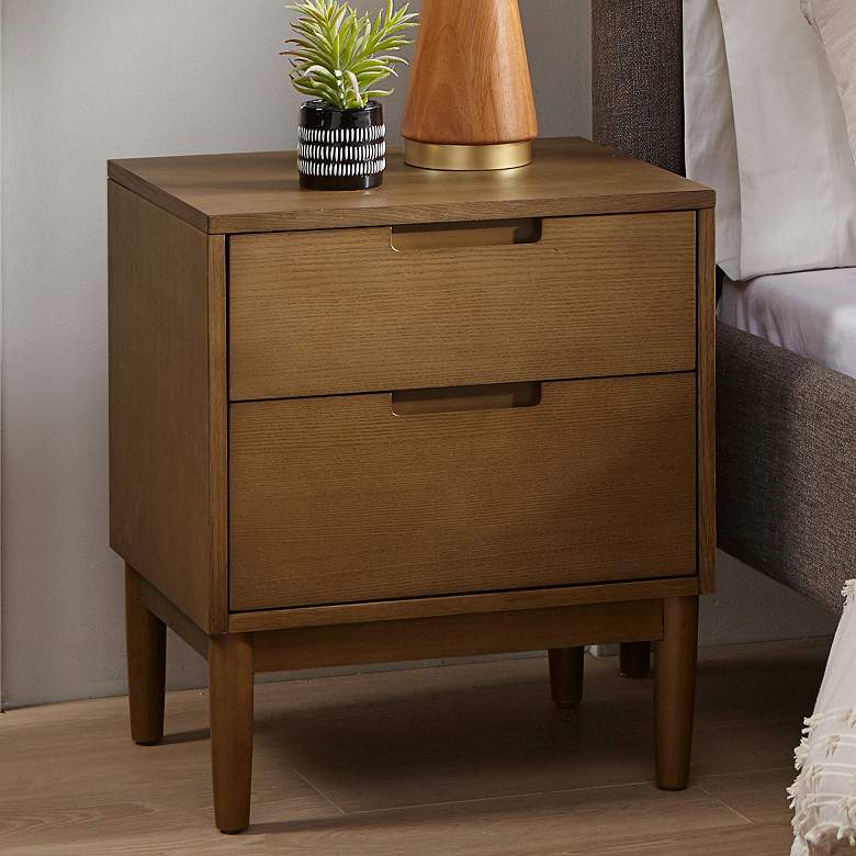 Image 1 INK + IVY Mallory 20 inch Wide Walnut Wood 2-Drawer Nightstand