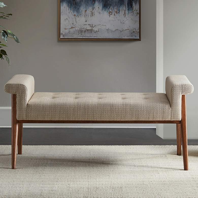Image 1 INK + IVY Mason 49 1/4" Wide Tan Tufted Fabric Accent Bench