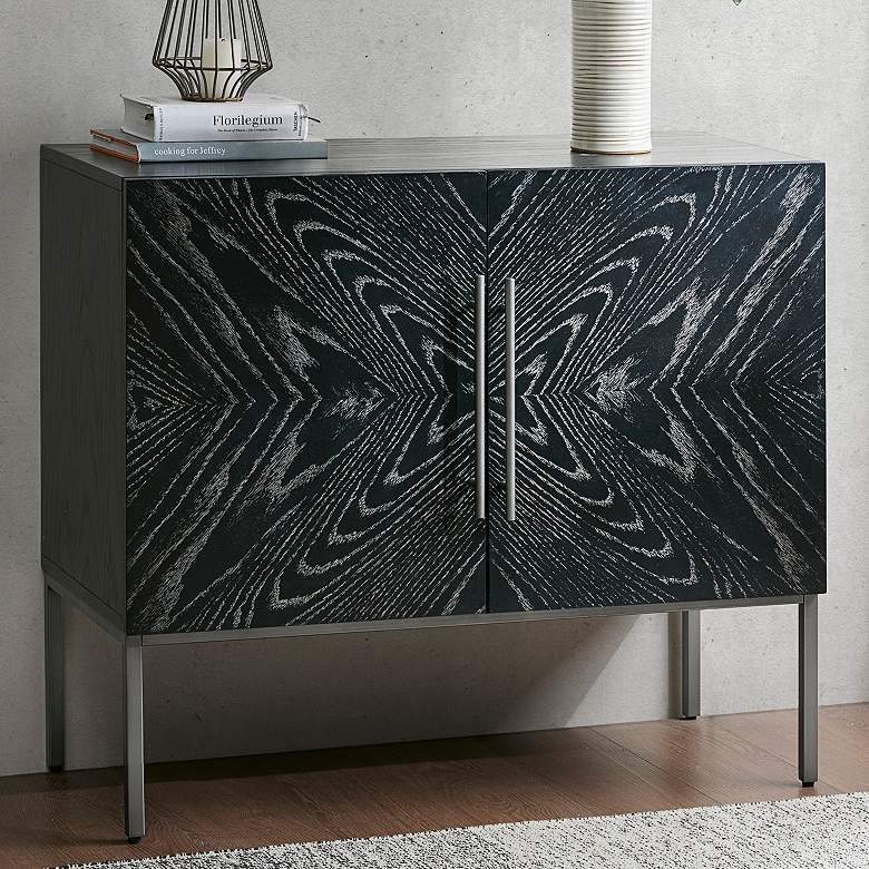 Image 1 INK + IVY Mila 36 inch Wide Black Wood 2-Door Accent Cabinet