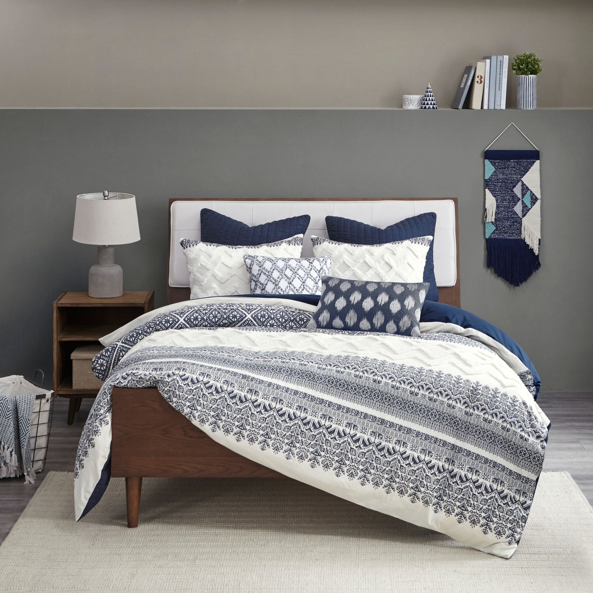 Thumbnail3 of INK + IVY Mila Navy King/Cal King 3-Piece Comforter Mini Set more views
