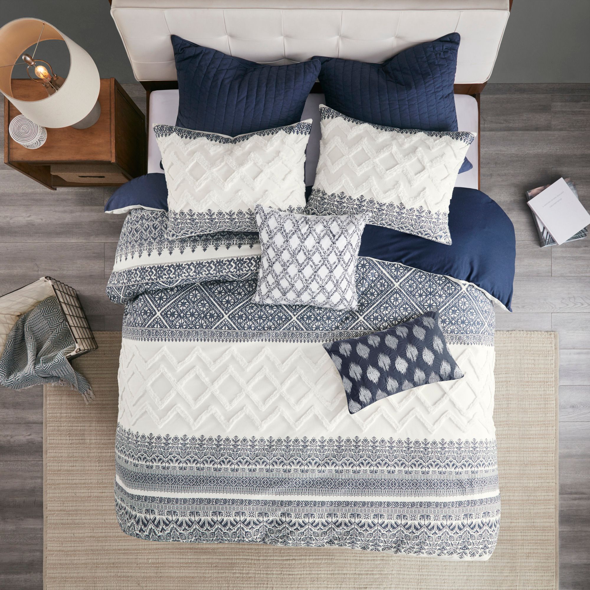 Thumbnail4 of INK + IVY Mila Navy King/Cal King 3-Piece Comforter Mini Set more views