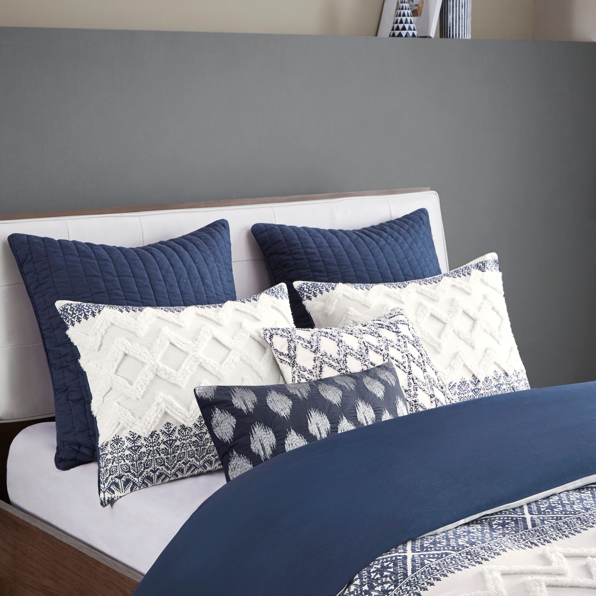 INK + IVY Mila Navy King/Cal King 3-Piece Comforter Mini Set