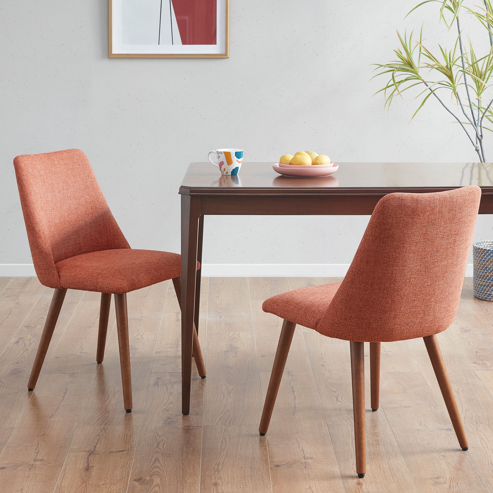 Orange fabric online dining chairs