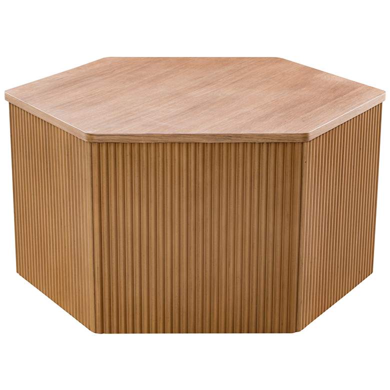 Image 1 INK+IVY Natural Honey Fluted Hexagon Coffee Table