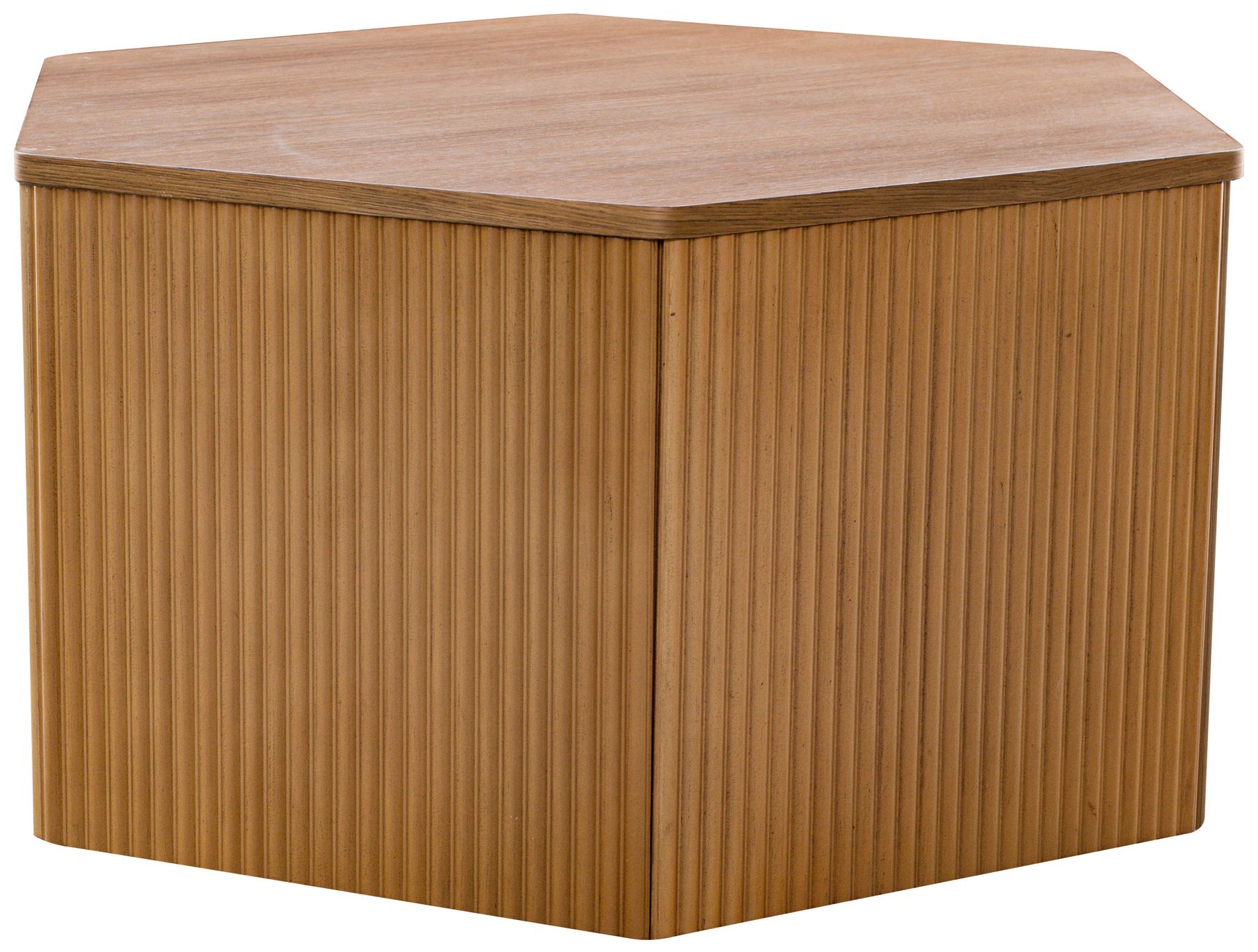 Image 3 INK+IVY Natural Honey Fluted Hexagon Coffee Table more views