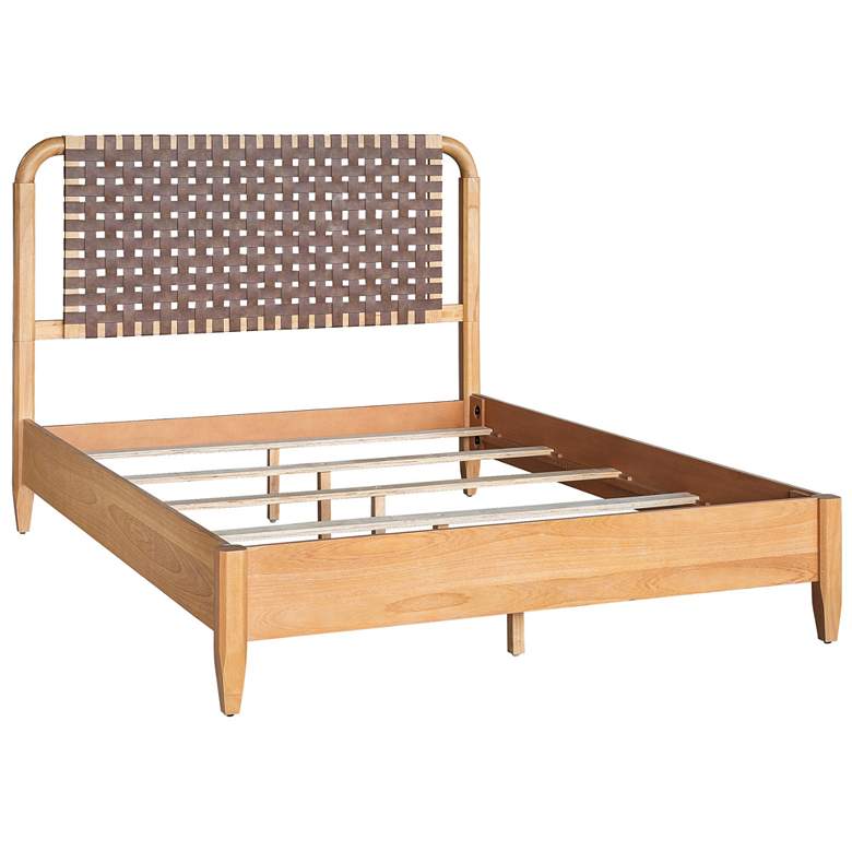 Image 1 INK+IVY Natural Jameson Woven Faux Leather Bed Queen