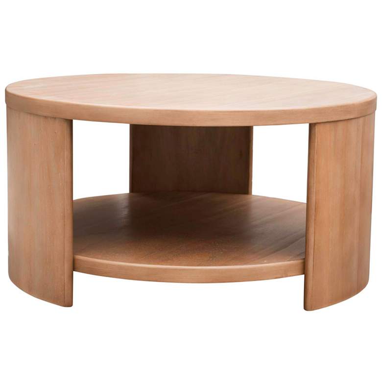 Image 1 INK+IVY Natural Skye Round Coffee Table with Shelf