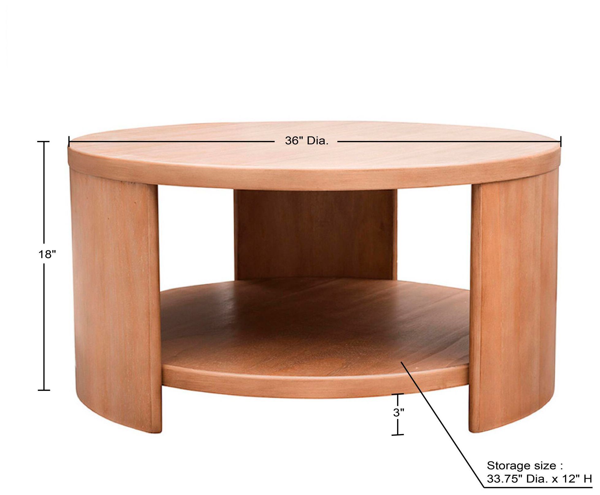 Image 7 INK+IVY Natural Skye Round Coffee Table with Shelf more views