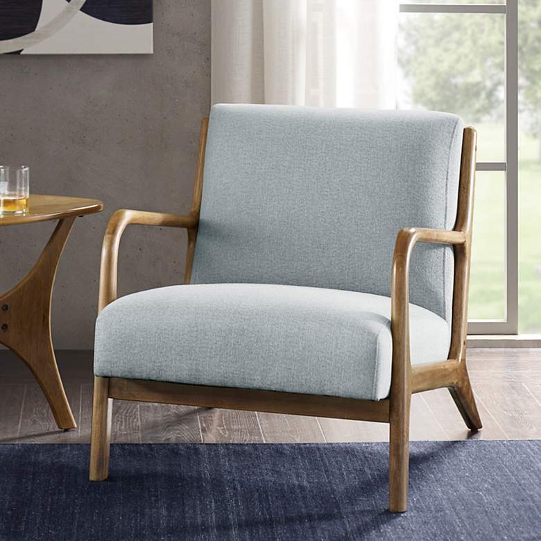 Image 1 INK + IVY Novak Light Blue Fabric Mid-Century Modern Lounge Chair