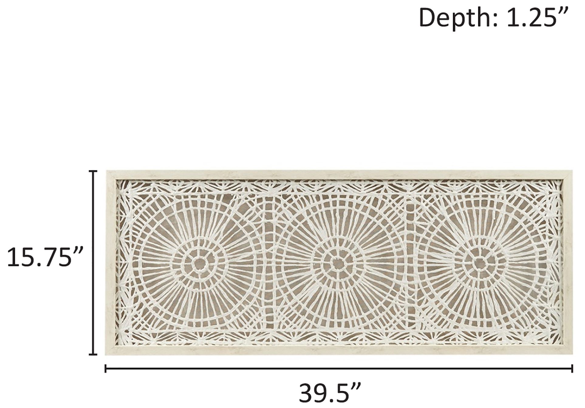 INK+IVY Off-White Henna Framed Medallion Rice Paper Shadow Box Wall Decor